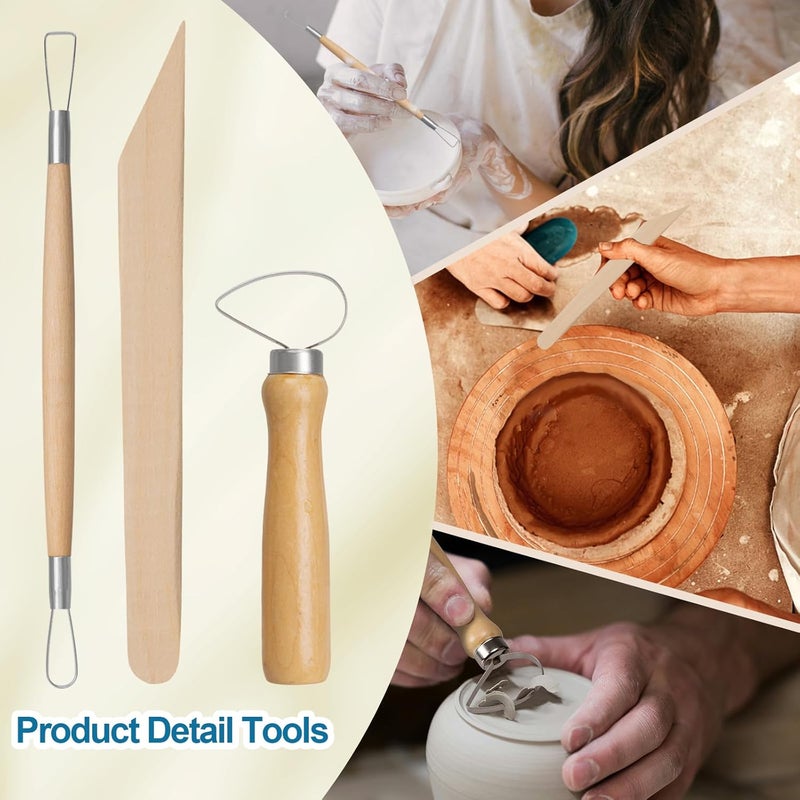 Amrules Clay Tools Kit, 8 PCS Pottery Tools, Practical Polymer Sculpting Tool Kit, Air Dry Clay Tool Set Suitable for Adults, Pottery Craft, Dotting, Drawing, Modeling, Shaping - Image 4